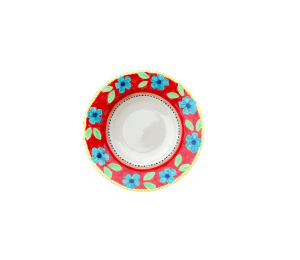 Arlington Color Me Mine Floral Red Rimmed Bowl