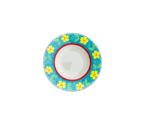 Arlington Color Me Mine Floral Blue Rimmed Bowl